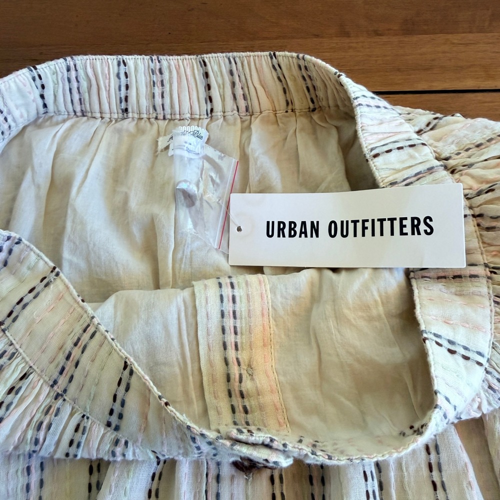 Kimchi Blue Urban Outfitters Striped Button Front Mini‎ Skirt Neutral Small NEW - Picture 3 of 12